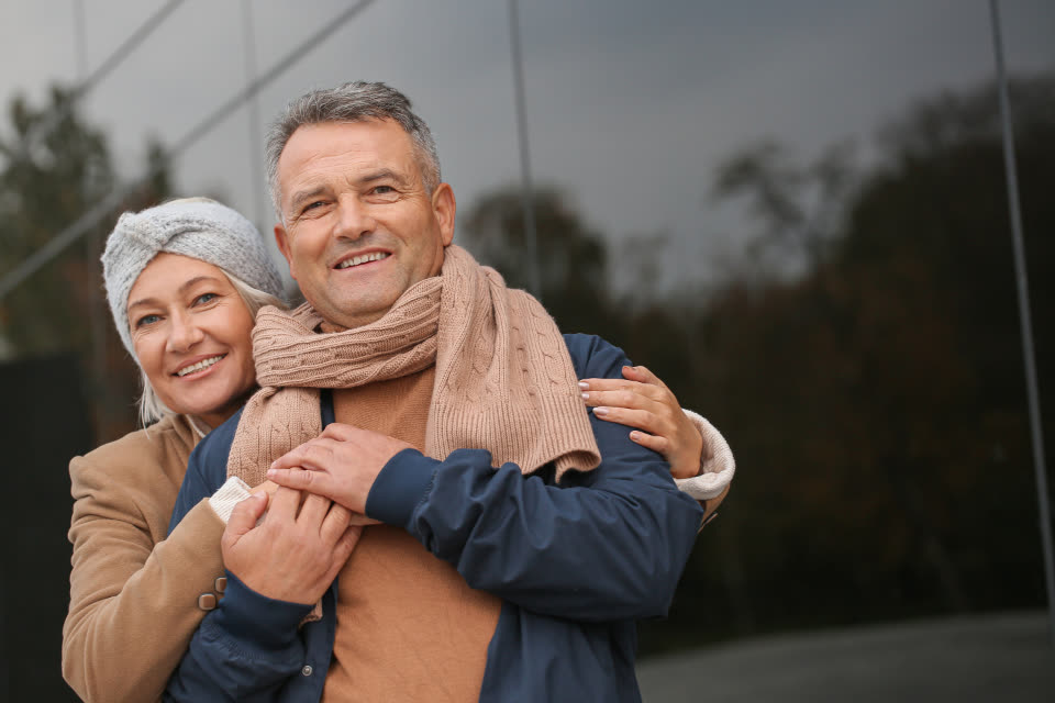 A happy older couple, proof that it is never too late to smile
